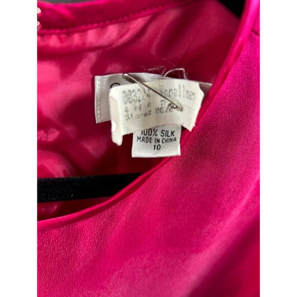 Lady Di Vintage 80s SILK Hot Pink Dress Minimalist Romantic Old Money Dress 10 - Picture 6 of 9